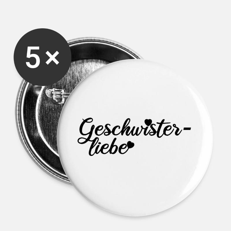 Sibling love - Buttons large 2.2''/56 mm (5-pack) - white