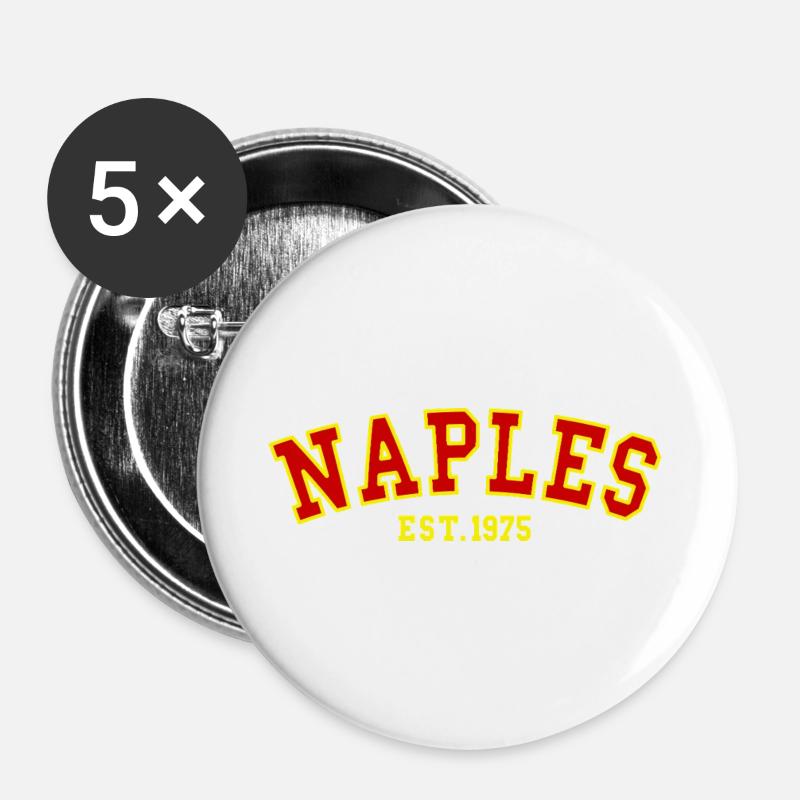 Naples Est.1975  - Buttons large 2.2''/56 mm (5-pack) - white