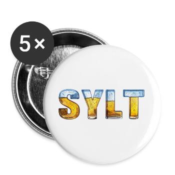 Sylt & Eis - Buttons groß 56 mm (5er Pack) - Weiß - Vorne