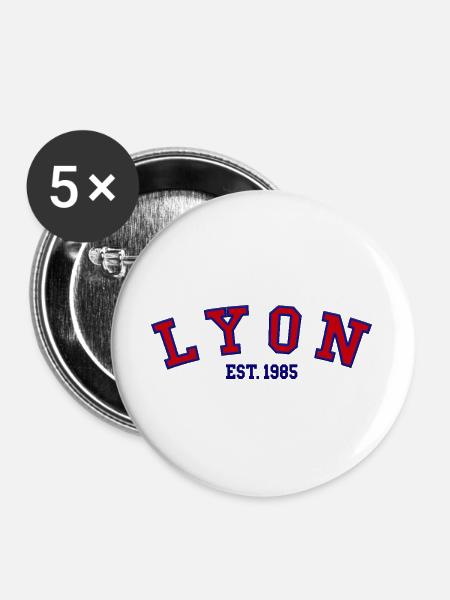 Lyon Est. 1985 - Buttons groß 56 mm (5er Pack) - Weiß