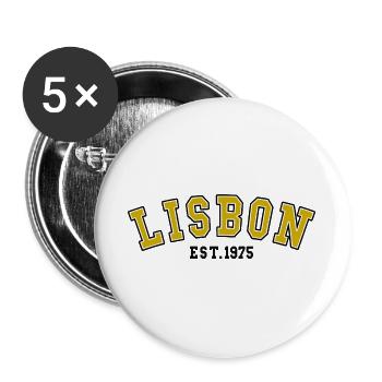 Lisbon Est. 1975 - Buttons large 2.2''/56 mm (5-pack) - white - Front