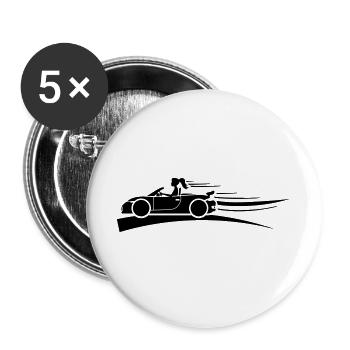 Car Woman Gas Sports Car - Buttons large 2.2''/56 mm (5-pack) - white - Front