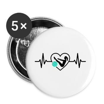 Pilates Heart Woman Silhouette Fitness Training - Buttons large 2.2''/56 mm (5-pack) - white - Front