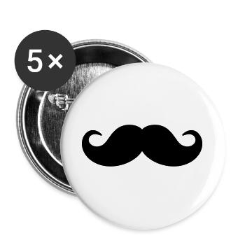 moustache - Lot de 5 grands badges (56 mm) - blanc - Devant
