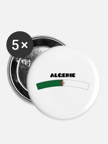 Algerische Flagge - Buttons groß 56 mm (5er Pack) - Weiß