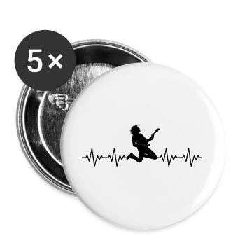 Rock Music ECG Heartbeat - Lot de 5 grands badges (56 mm) - blanc - Devant