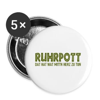 Ruhrpott - Dat hat wat mittn Herz zu tun - Buttons groß 56 mm (5er Pack) - Weiß - Vorne