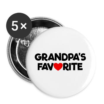 Petit-enfant préféré Cœur rouge Le préféré de grand-père - Lot de 5 grands badges (56 mm) - blanc - Devant