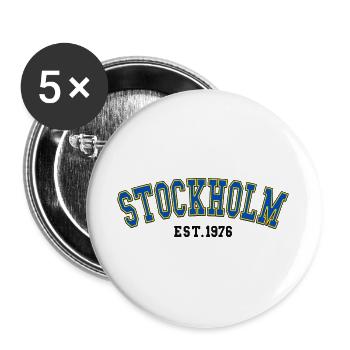 Stockholm gegründet 1976 - Buttons groß 56 mm (5er Pack) - Weiß - Vorne