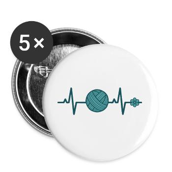 Amateurs de fils à crochet drôles adorent - Lot de 5 grands badges (56 mm) - blanc - Devant