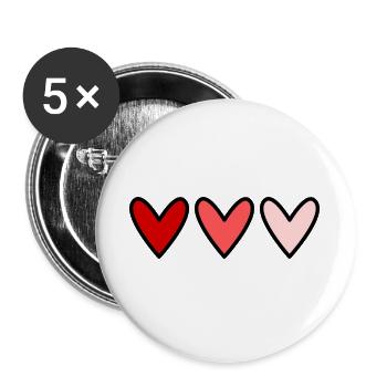 HERZ. HERZ. VALENTINSTAG. LIEBE. LIEBE. PAAR. - Buttons groß 56 mm (5er Pack) - Weiß - Vorne