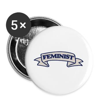 Feminist Crest Ribbon Design - Buttons large 2.2''/56 mm (5-pack) - white - Front