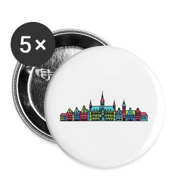 Décors de la silhouette de l’hôtel de ville de Brême - Lot de 5 grands badges (56 mm) - blanc - Devant