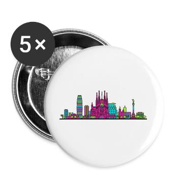 Barcelona City Skyline Sagrada Familia Linienzeichnung - Buttons groß 56 mm (5er Pack) - Weiß - Vorne