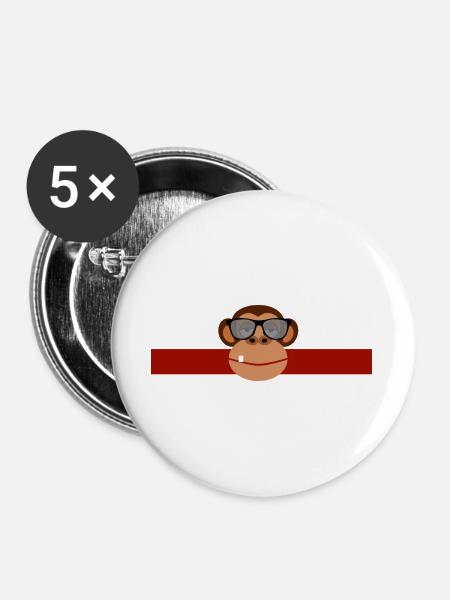 BRILL - AFFE - Buttons groß 56 mm (5er Pack) - Weiß
