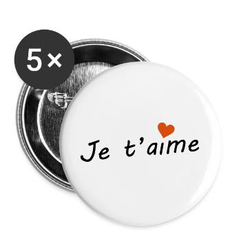 Je t'aime  - Lot de 5 grands badges (56 mm) - blanc - Devant