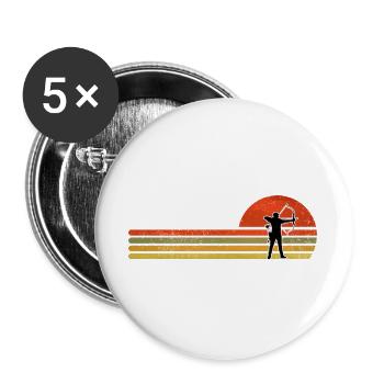 Retro Sunset Archer Silhouette - Buttons large 2.2''/56 mm (5-pack) - white - Front