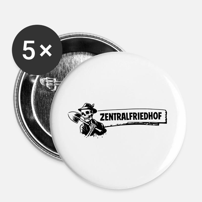 Zentralfriedhof - Buttons groß 56 mm (5er Pack) - Weiß
