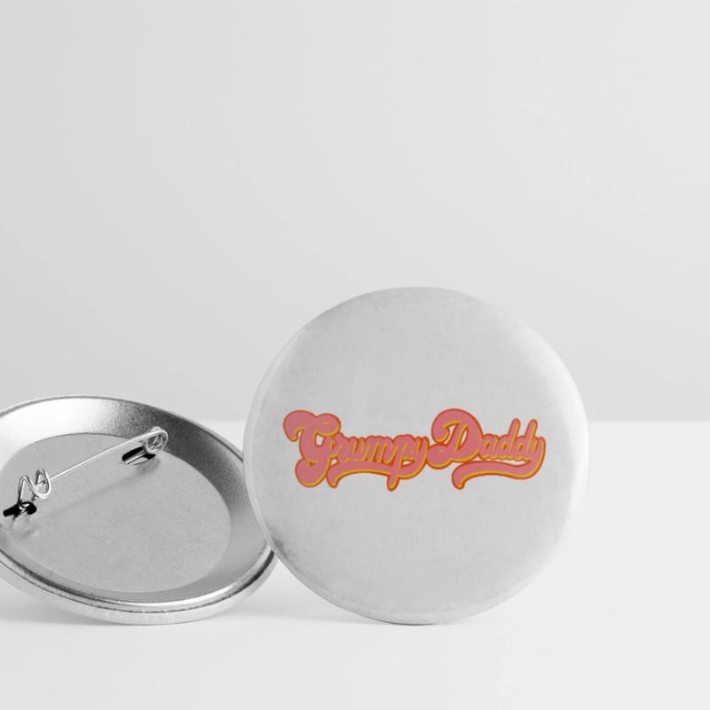 Grumpy Daddy Retro Script - Farbe "Exploitation" Buttons groß 56 mm (5er Pack)