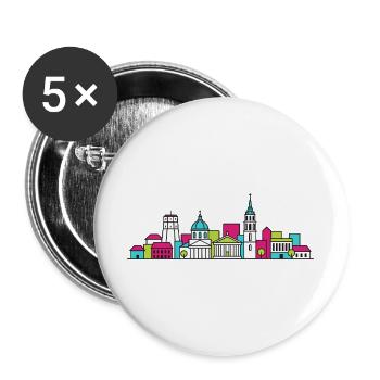 Skyline der Stadt Vilnius Gediminas Turmkunst - Buttons groß 56 mm (5er Pack) - Weiß - Vorne