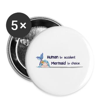 Mermaid by Choice – Magical Watercolor Saying - Buttons large 2.2''/56 mm (5-pack) - white - Front