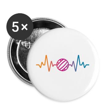 Battement de cœur au volley-ball - Lot de 5 grands badges (56 mm) - blanc - Devant