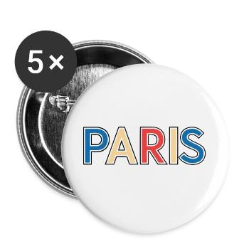 Paris rétro multicolore - Lot de 5 grands badges (56 mm) - blanc - Devant