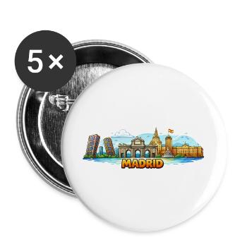Madrid Skyline Stadt - Buttons groß 56 mm (5er Pack) - Weiß - Vorne