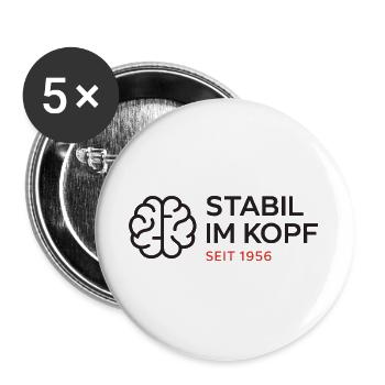Stabil im Kopf seit 1956 | Geburtstag Shirt Vintag - Buttons groß 56 mm (5er Pack) - Weiß - Vorne