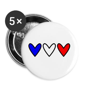 COEUR. FRANCE. BLEU. BLAN. ROUGE. COEUR. COUPLE - Lot de 5 grands badges (56 mm) - blanc - Devant