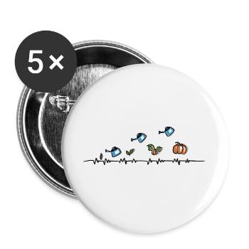 Man erntet, was man sät - Garten Doodle Kürbisse - Buttons groß 56 mm (5er Pack) - Weiß - Vorne