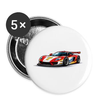 Graphismes de voitures de course de style vitesse - Lot de 5 grands badges (56 mm) - blanc - Devant