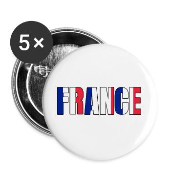 France Typographie Tricolore - Lot de 5 grands badges (56 mm) - blanc - Devant
