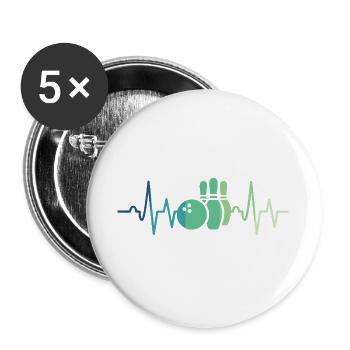 Bowling Heartbeat Bowler - Buttons large 2.2''/56 mm (5-pack) - white - Front
