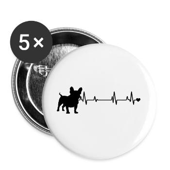 Chien - Lot de 5 grands badges (56 mm) - blanc - Devant
