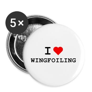I love Wingfoiling - Ich liebe Wingfoiling - Buttons large 2.2''/56 mm (5-pack) - white - Front