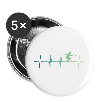 Pétanque Herzschläge Bowling - Buttons groß 56 mm (5er Pack) - Weiß - Vorne
