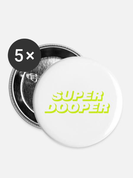 SUPER DOOPER - Buttons groß 56 mm (5er Pack) - Weiß