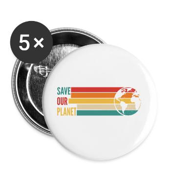 Chemise Save Our Planet Environnement rétro - Lot de 5 grands badges (56 mm) - blanc - Devant