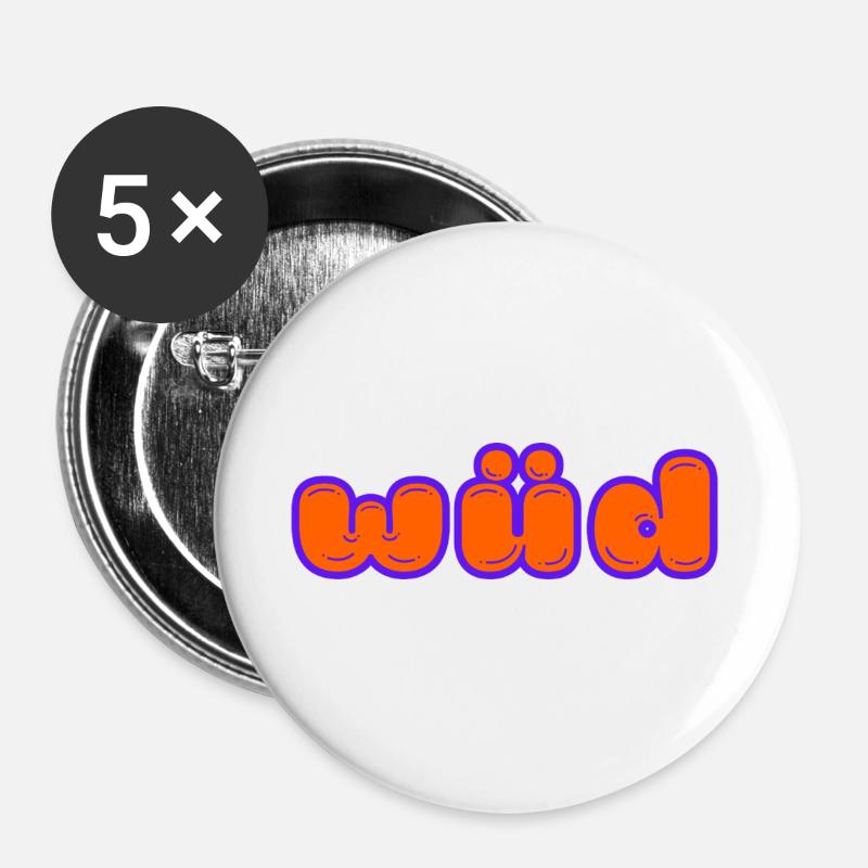 wüd - Buttons groß 56 mm (5er Pack) - Weiß