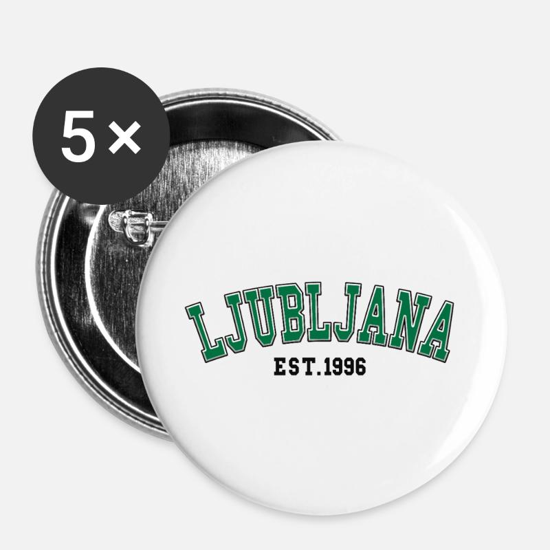 Ljubljana Est. 1996 - Buttons large 2.2''/56 mm (5-pack) - white