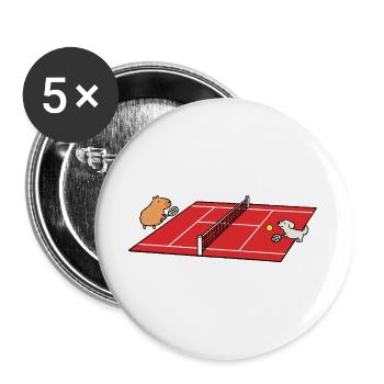 Tennis T-Shirt Hund und Capybara - Buttons groß 56 mm (5er Pack) - Weiß - Vorne
