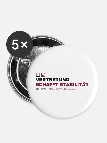 VERTRETUNG SCHAFFT STABILITÄT - Buttons groß 56 mm (5er Pack) - Weiß