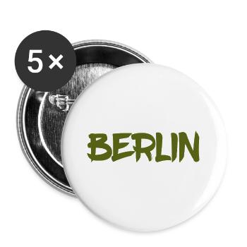 Berlin - Deutschland - Hauptstadt - Berliner Bär - Buttons groß 56 mm (5er Pack) - Weiß - Vorne
