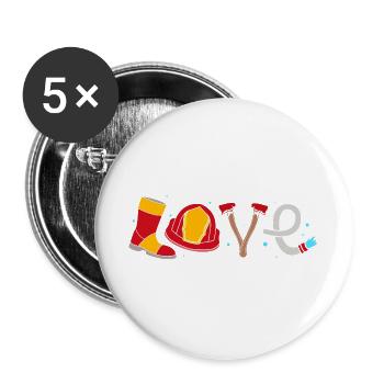 Feuerwehrmann Kindergeburtstag - Buttons groß 56 mm (5er Pack) - Weiß - Vorne