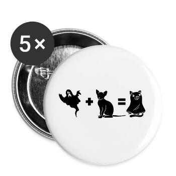 Funny Halloween Dog Ghost - Buttons groß 56 mm (5er Pack) - Weiß - Vorne
