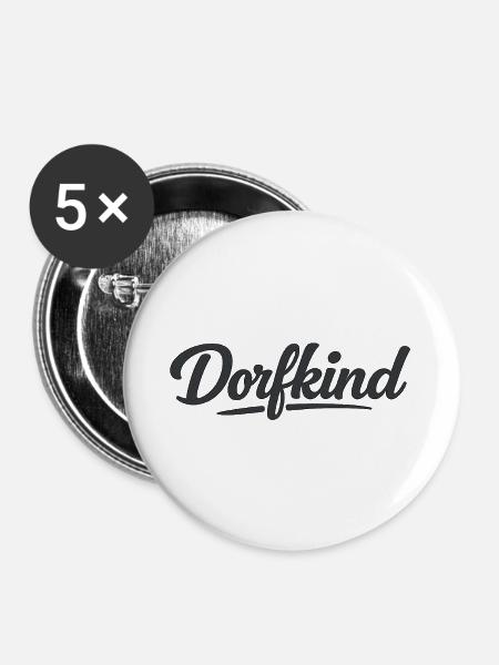 Dorfkind Schriftzug - Buttons groß 56 mm (5er Pack) - Weiß
