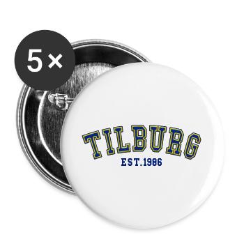 Tilburg gegründet 1986 - Buttons groß 56 mm (5er Pack) - Weiß - Vorne