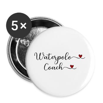 Waterpolo Coach with a Heart Design - Buttons large 2.2''/56 mm (5-pack) - white - Front