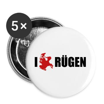 I love Rügen Karte Insel Rügen - Buttons groß 56 mm (5er Pack) - Weiß - Vorne